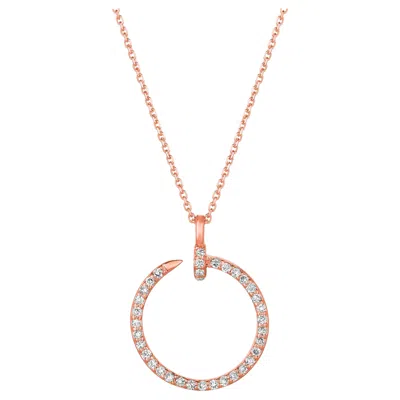 Pre-owned Morris & David 0.35 Carat Natural Diamond Nail Necklace 14 Karat Rose Gold G Si In Red