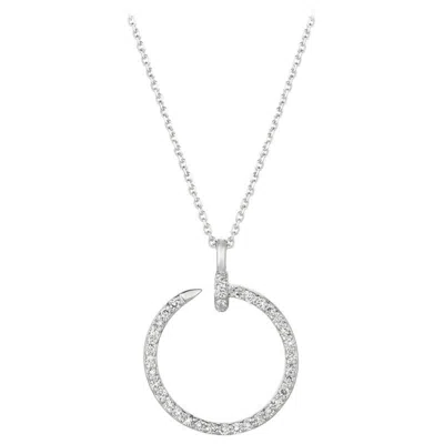 Pre-owned Morris & David 0.35 Carat Natural Diamond Nail Necklace 14 Karat White Gold G Si