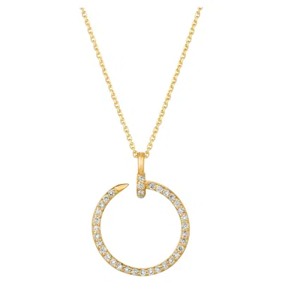 Pre-owned Morris & David 0.35 Carat Natural Diamond Nail Necklace 14 Karat Yellow Gold G Si
