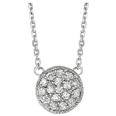 Pre-owned Morris & David 0.35 Carat Natural Diamond Round Necklace Pendant 14 Karat White Gold G Si