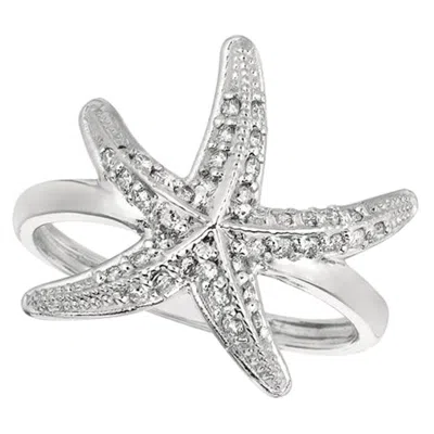 Pre-owned Morris & David 0.35 Carat Natural Diamond Starfish Ring Band G Si 14 Karat White Gold