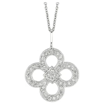 Pre-owned Morris & David 0.37 Carat Natural Diamond Fashion Necklace 14 Karat White Gold G Si