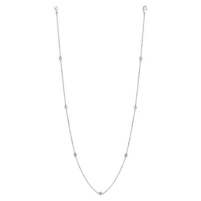 Pre-owned Morris & David 0.38 Carat Diamond By The Yard Necklace G Si 14 Karat White Gold 7 Stations