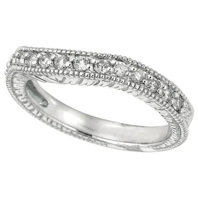 Pre-owned Morris & David 0.38 Carat Natural Diamond Band Ring G Si 14k White Gold