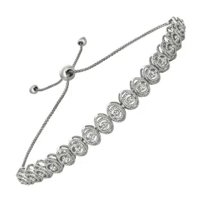 Pre-owned Morris & David 0.40 Carat Diamond Bolo Bracelet G Si 14k White Gold