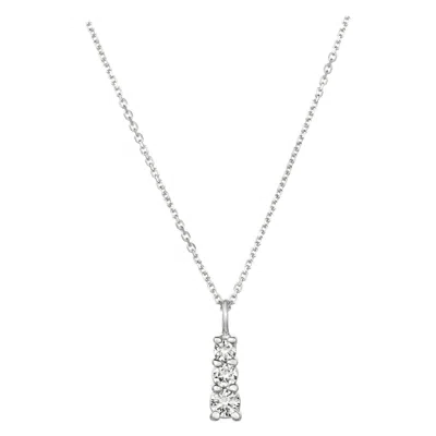 Pre-owned Morris & David 0.40 Carat Natural Diamond 3 Stone Necklace Pendant 14 Karat White Gold G Si