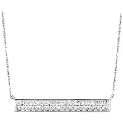 Pre-owned Morris & David 0.40 Carat Natural Diamond Bar Necklace 14 Karat White Gold G Si Chain