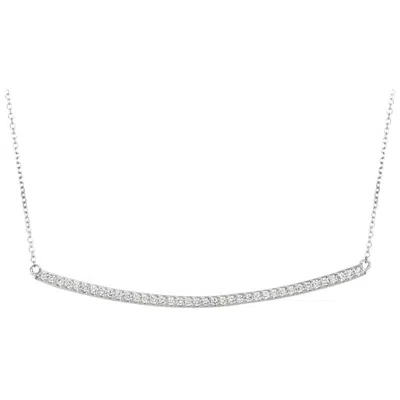 Pre-owned Morris & David 0.40 Carat Natural Diamond Bar Pendant 14 Karat White Gold G Si Chain