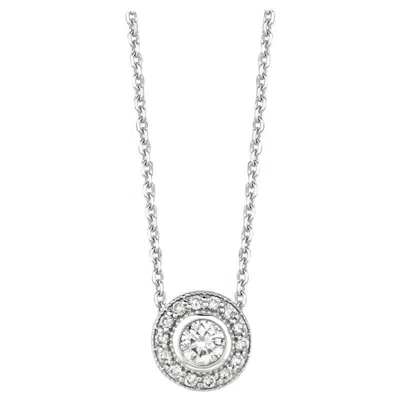 Pre-owned Morris & David 0.40 Carat Natural Diamond Bezel Necklace Pendant 14 Karat White Gold G Si