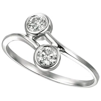 Pre-owned Morris & David 0.40 Carat Natural Diamond Bezel Set Ring G Si 14 Karat White Gold