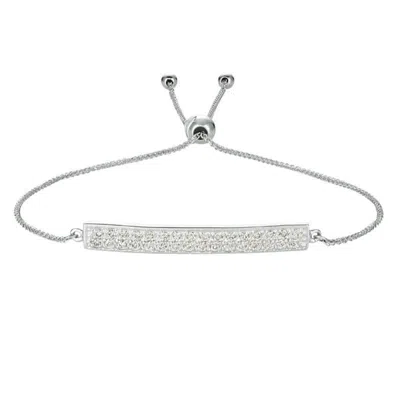 Pre-owned Morris & David 0.40 Carat Natural Diamond Bolo Bar Bracelet G Si 14k White Gold