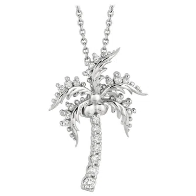 Pre-owned Morris & David 0.40 Carat Natural Diamond Coconut Tree Necklace Pendant 14 Karat White Gold