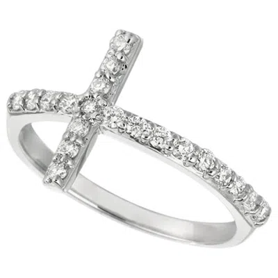 Pre-owned Morris & David 0.40 Carat Natural Diamond Cross Ring G Si 14 Karat White Gold