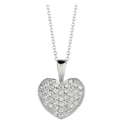 Pre-owned Morris & David 0.40 Carat Natural Diamond Heart Necklace 14 Karat White Gold G Si Chain