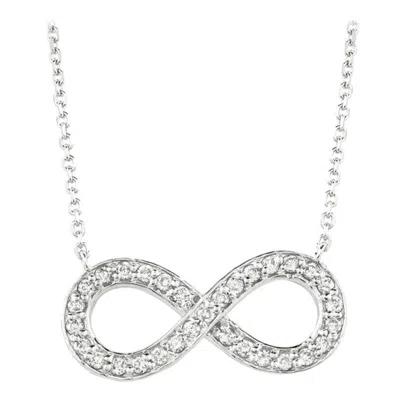 Pre-owned Morris & David 0.40 Carat Natural Diamond Infinity Necklace 14 Karat White Gold G Si