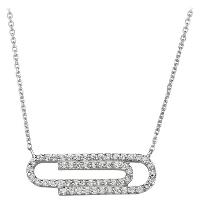 Pre-owned Morris & David 0.40 Carat Natural Diamond Paper Clip Necklace 14 Karat White Gold G Si Chain