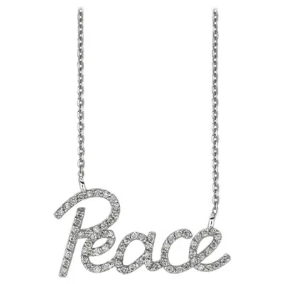 Pre-owned Morris & David 0.40 Carat Natural Diamond Peace Necklace 14 Karat White Gold