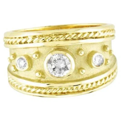 Pre-owned Morris & David 0.40 Carat Natural Diamond Ring Antique Style 18k Yellow Gold