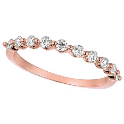 Pre-owned Morris & David 0.40 Carat Natural Diamond Ring G Si 14 Karat Rose Gold 10 Stones In Red