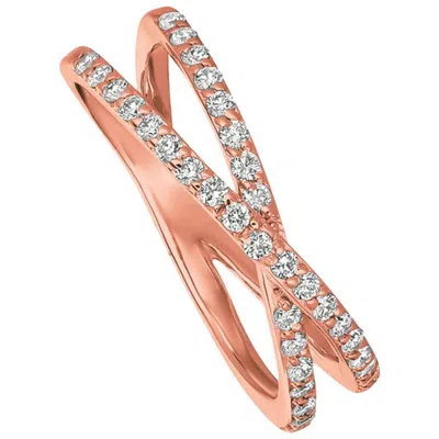 Pre-owned Morris & David 0.40 Carat Natural Diamond Ring G Si 14 Karat Rose Gold In Red