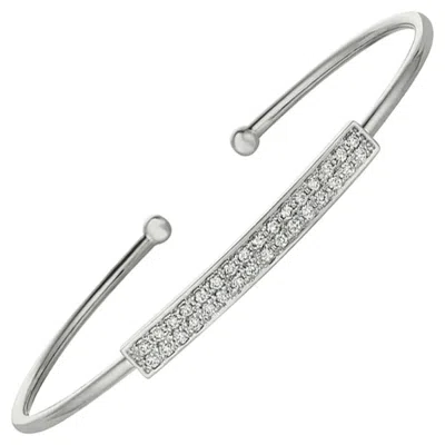 Pre-owned Morris & David 0.42 Carat Natural Diamond Bangle Bracelet 14k White Gold