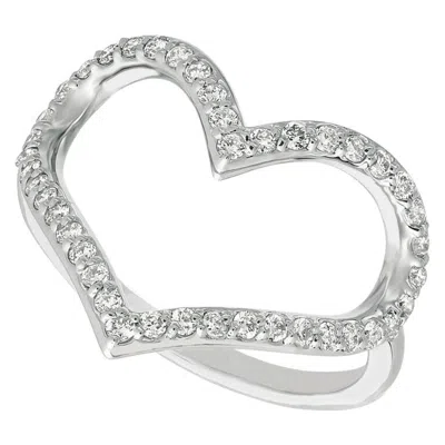 Pre-owned Morris & David 0.42 Carat Natural Diamond Heart Ring Band G Si 14 Karat White Gold