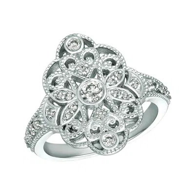 Pre-owned Morris & David 0.45 Carat Natural Diamond Cocktail Ring G Si 14 Karat White Gold
