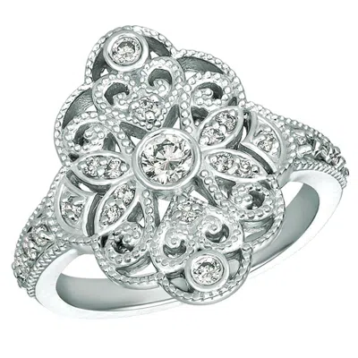 Pre-owned Morris & David 0.45 Carat Natural Diamond Cocktail Ring G Si 14 Karat White Gold