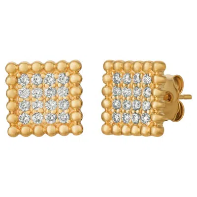 Pre-owned Morris & David 0.45 Ct Natural Diamond Square Earrings G-h Si 14k Yellow Gold