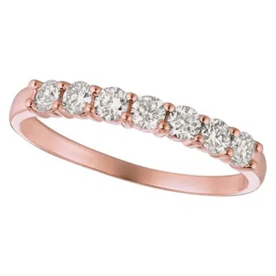 Pre-owned Morris & David 0.50 Carat 7-stone Natural Diamond Ring G Si 14 Karat Rose Gold In Red