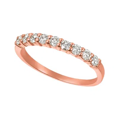 Pre-owned Morris & David 0.50 Carat 9-stone Natural Diamond Ring G Si 14 Karat Rose Gold In Red