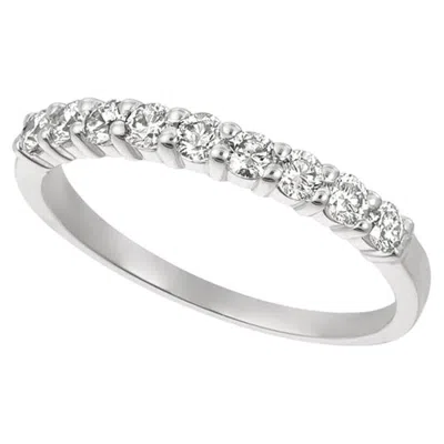 Pre-owned Morris & David 0.50 Carat 9-stone Natural Diamond Ring G Si 14 Karat White Gold