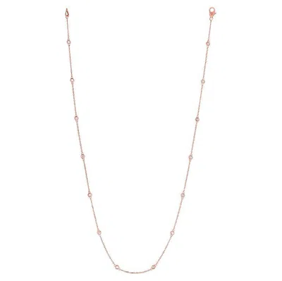 Pre-owned Morris & David 0.50 Carat Diamond By The Yard Necklace G Si 14 Karat Rose Gold 14 Stones In Red
