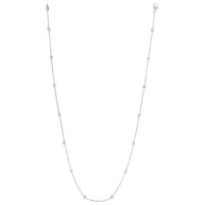 Pre-owned Morris & David 0.50 Carat Diamond By The Yard Necklace G Si 14 Karat White Gold 14 Stones