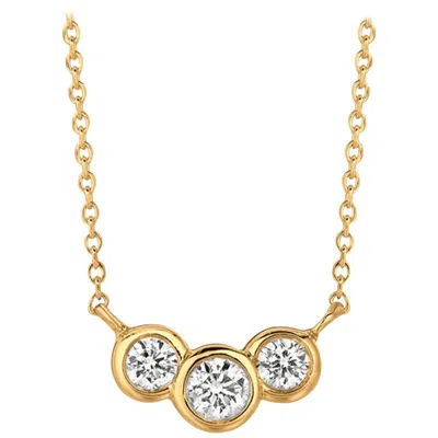 Pre-owned Morris & David 0.50 Carat Natural 3 Stone Diamond Bezel Necklace 14 Karat Yellow Gold G Si