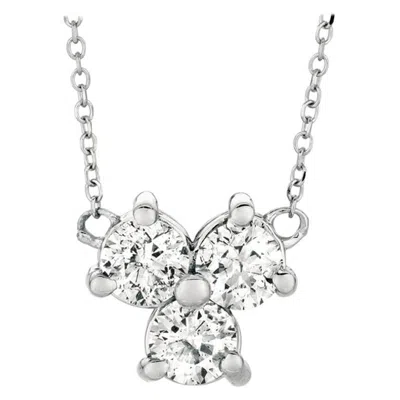 Pre-owned Morris & David 0.50 Carat Natural 3-stone Diamond Necklace 14 Karat White Gold G Si Chain