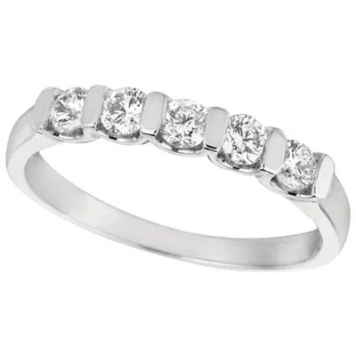 Pre-owned Morris & David 0.50 Carat Natural Diamond 5-stone Ring Band G Si 14 Karat White Gold