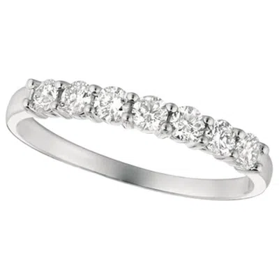 Pre-owned Morris & David 0.50 Carat Natural Diamond 7-stone Ring Band G Si 14 Karat White Gold