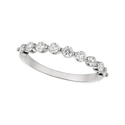 Pre-owned Morris & David 0.50 Carat Natural Diamond 9 Stone Band Ring G Si 14 Karat White Gold