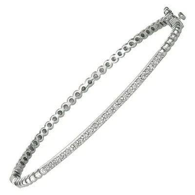 Pre-owned Morris & David 0.50 Carat Natural Diamond Bangle Bracelet 14k White Gold