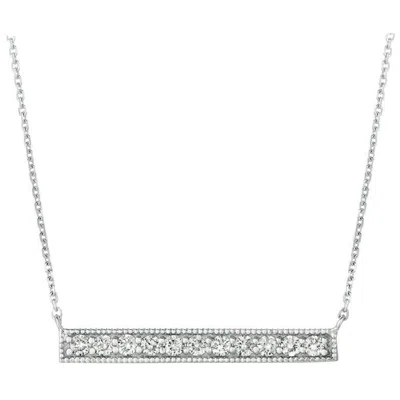 Pre-owned Morris & David 0.50 Carat Natural Diamond Bar Necklace 14 Karat White Gold G Si