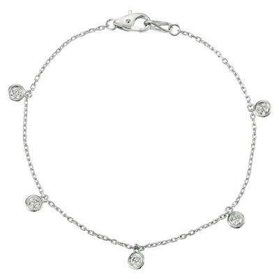 Pre-owned Morris & David 0.50 Carat Natural Diamond Bezel 5 Stone Bracelet G Si 14k White Gold