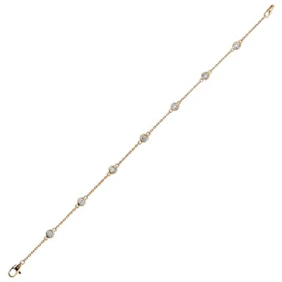 Pre-owned Morris & David 0.50 Carat Natural Diamond Bezel Bracelet G Si 14 Karat Yellow Gold 7 Stones