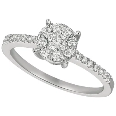 Pre-owned Morris & David 0.50 Carat Natural Diamond Cluster Engagement Ring G Si 14 Karat White Gold