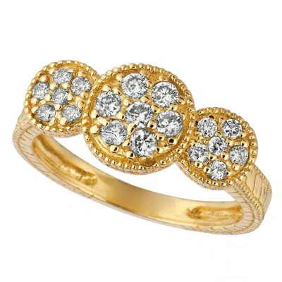 Pre-owned Morris & David 0.50 Carat Natural Diamond Cocktail Ring G Si 14k Yellow Gold