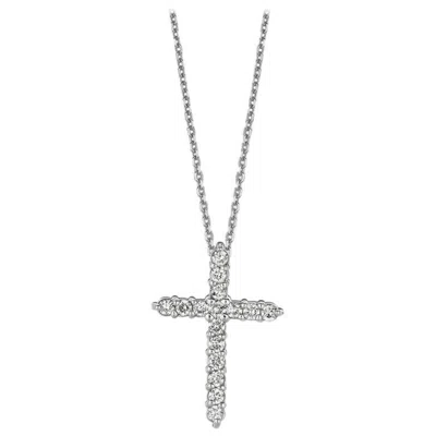 Pre-owned Morris & David 0.50 Carat Natural Diamond Cross Necklace 14 Karat White Gold G Si Chain