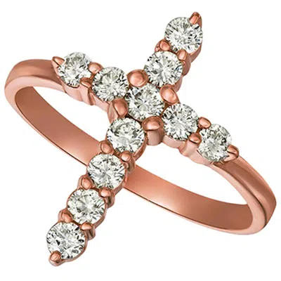 Pre-owned Morris & David 0.50 Carat Natural Diamond Cross Ring G Si 14 Karat Rose Gold In Red