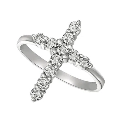 Pre-owned Morris & David 0.50 Carat Natural Diamond Cross Ring G Si 14 Karat White Gold