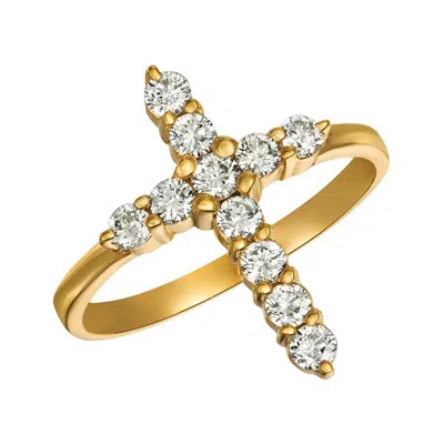 Pre-owned Morris & David 0.50 Carat Natural Diamond Cross Ring G Si 14 Karat Yellow Gold