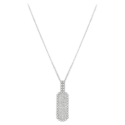 Pre-owned Morris & David 0.50 Carat Natural Diamond Dog Tag Necklace 14 Karat White Gold G Si